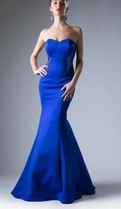 ROYAL BLUE STRAPLESS BEADED PROM EVENING GOWN